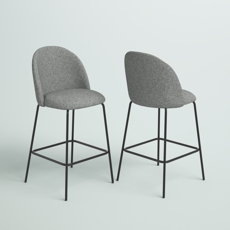 Ballance 25'' Upholstered Low Back Counter Stool, Bingo Grey Performance Canvas
