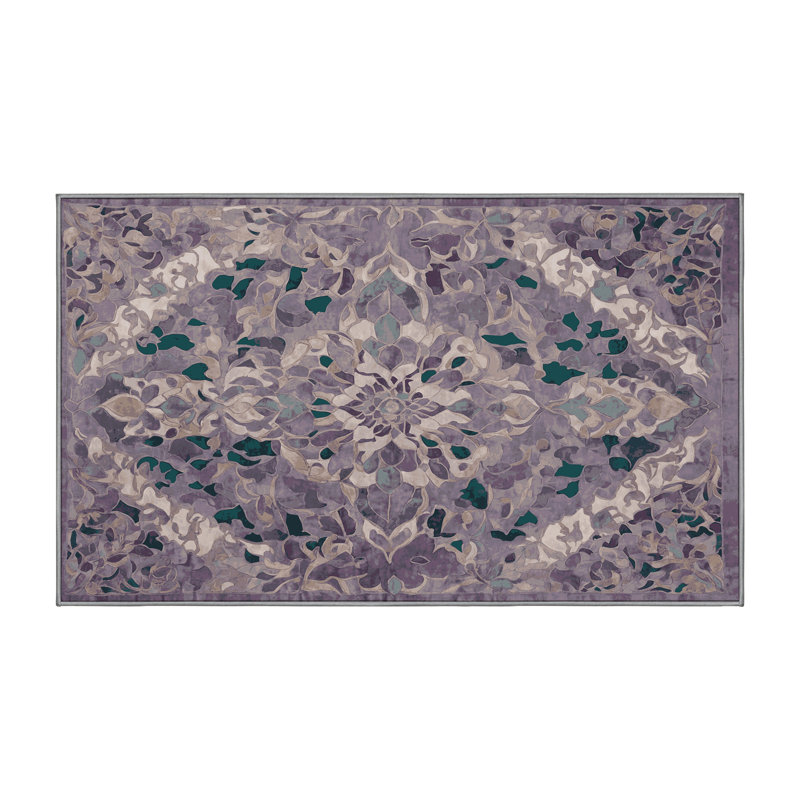 Machine Washable Pink Area Rug, Rectangle 6' x 9'