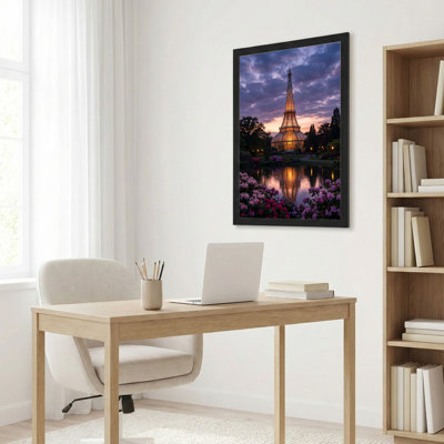 Art mural sur toile noir encadré pour le salon, la chambre à coucher, le bureau ou le vestibule - décoration murale décorative avec tour de jardin