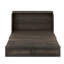 Lit escamotable double pleine grandeur avec tablettes, gris