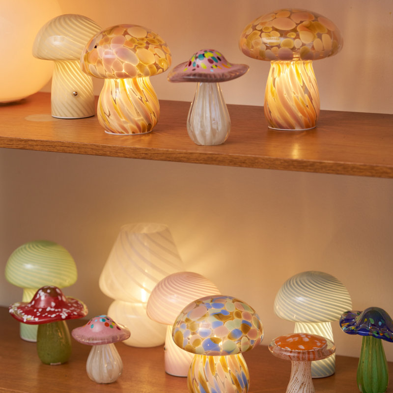 Portable Chubby Open Top Glass Mushroom Lamp, Kaleidoscope, Kaleidoscope