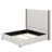 Tall Headboard Upholstered Bed With Vertical Striped And Wingback Design