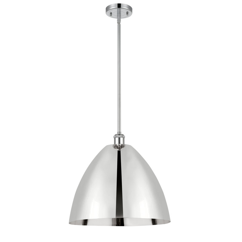Luminaire suspendu conique à 1 lumière, Chrome poli, Chrome poli