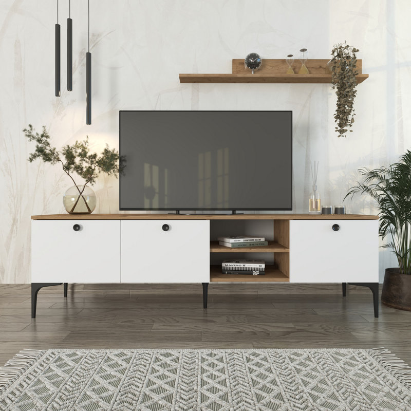 Keikei Unfinished TV Stand, White