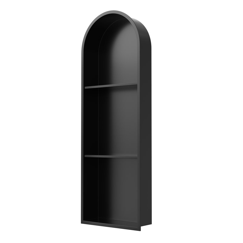 Niche de douche arquée en acier inoxydable 12 ＂x 36＂ x 4 ＂avec trois tablettes, niche murale