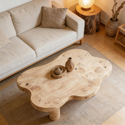 Natural Wood Cloud Coffee Table Four Leg Living Room Center Table