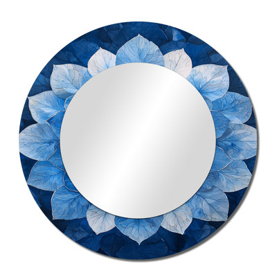 Blue White Hydrangea Kaleidoscope Hydrangea - Traditional Accent Wall Mirror - Printed On Metal