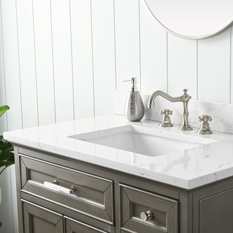 Thompson 36" W Single Bathroom Vanity, Silver Gray/Brushed Nickel