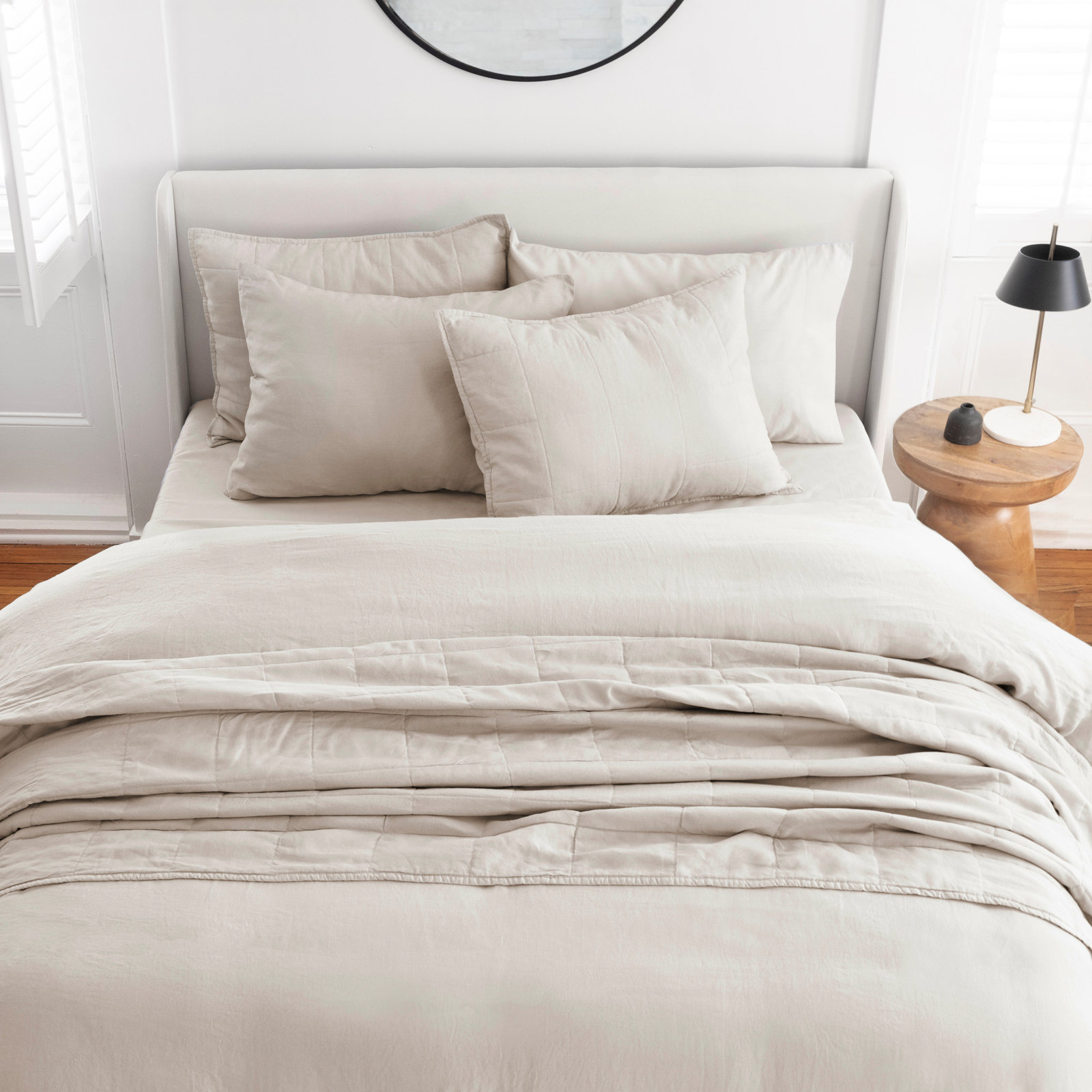 Kamau Percale Quilt, Full/Queen, Fawn