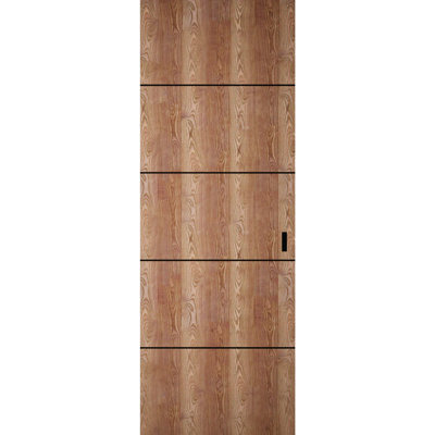 Portes coulissantes modernes affleurantes Hidden Barn Planum 0015, finition noyer robuste, ensemble Magic Invisible, 28 po x 96 po