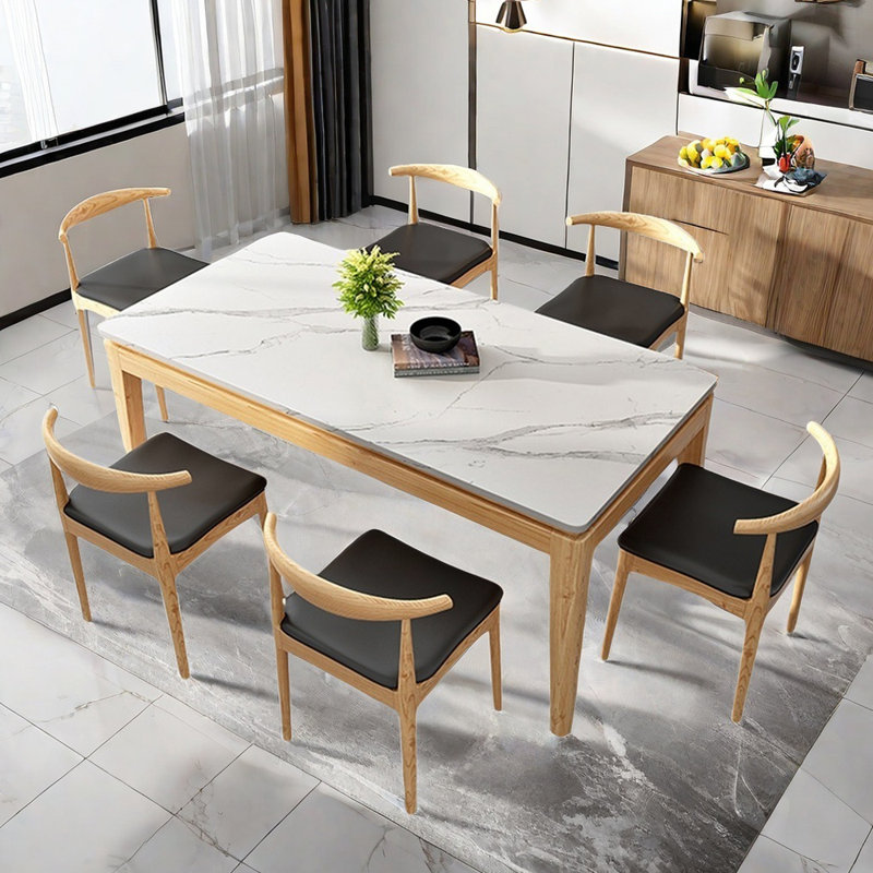 Modern simple rectangle dining table sets, 29.5"H x 63"L x 35.4"W