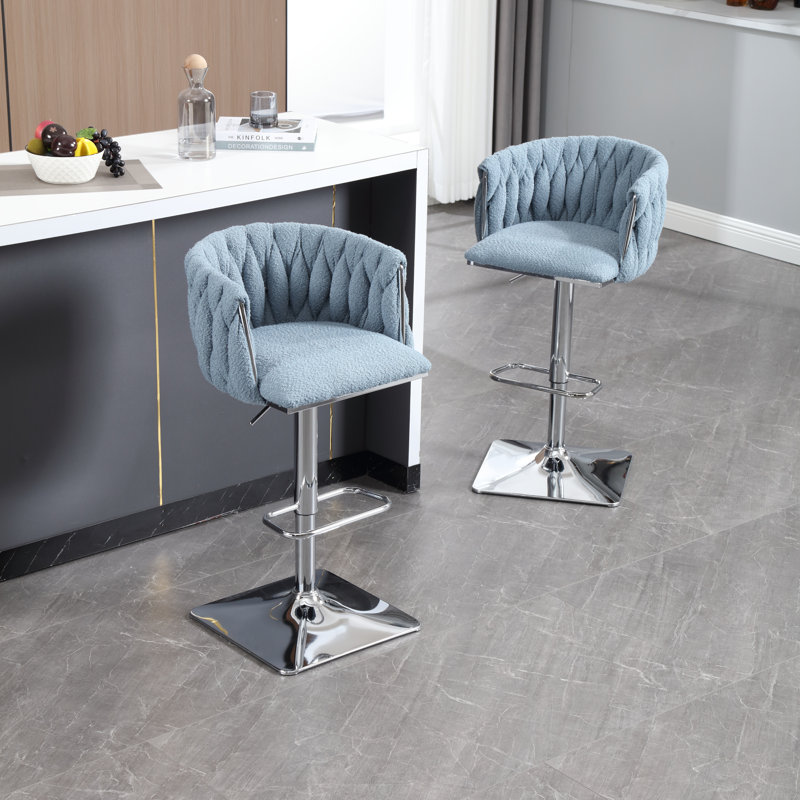 Dalicia Swivel Counter Stool with Metal Frame, Light Blue 