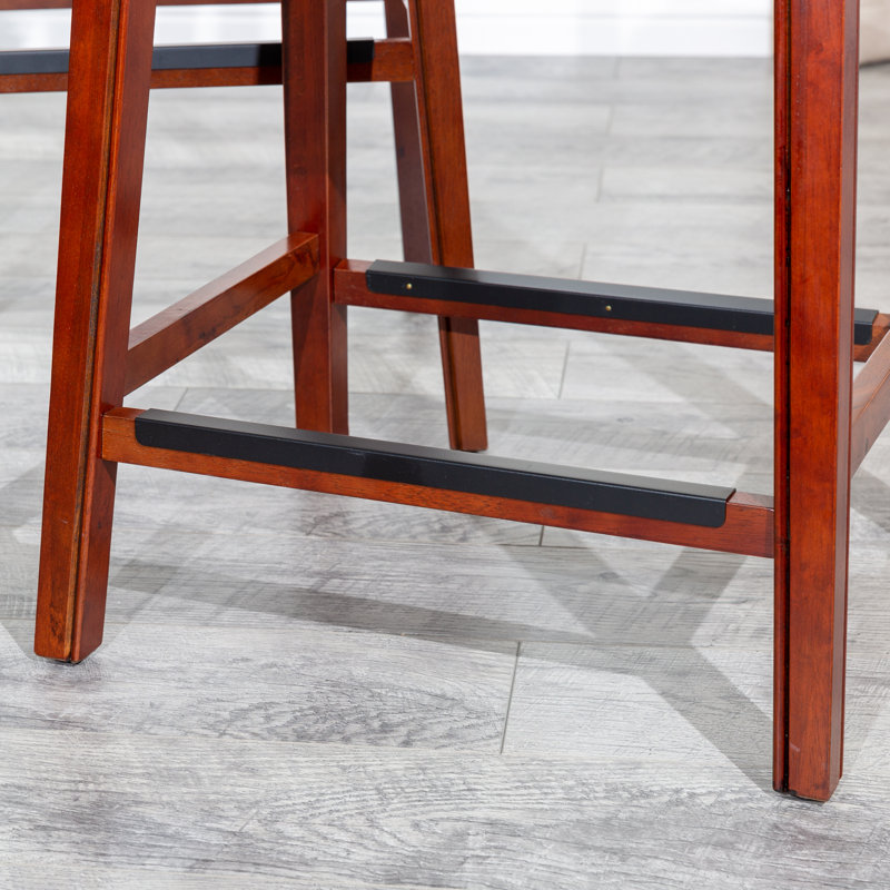 Tabouret 30 ", finition cerisier, siège en cuir os, Siège os / cadre cerisier