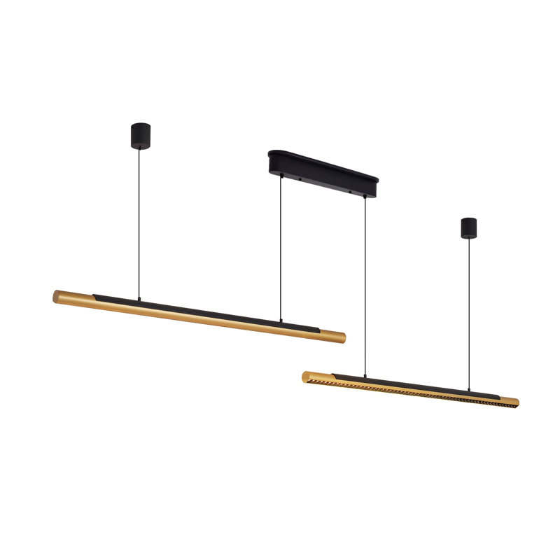 75" Modern Black and Gold LED Pendant Light - Adjustable Linear Chandelier for Dining Room, Kitchen Island & Living Room
