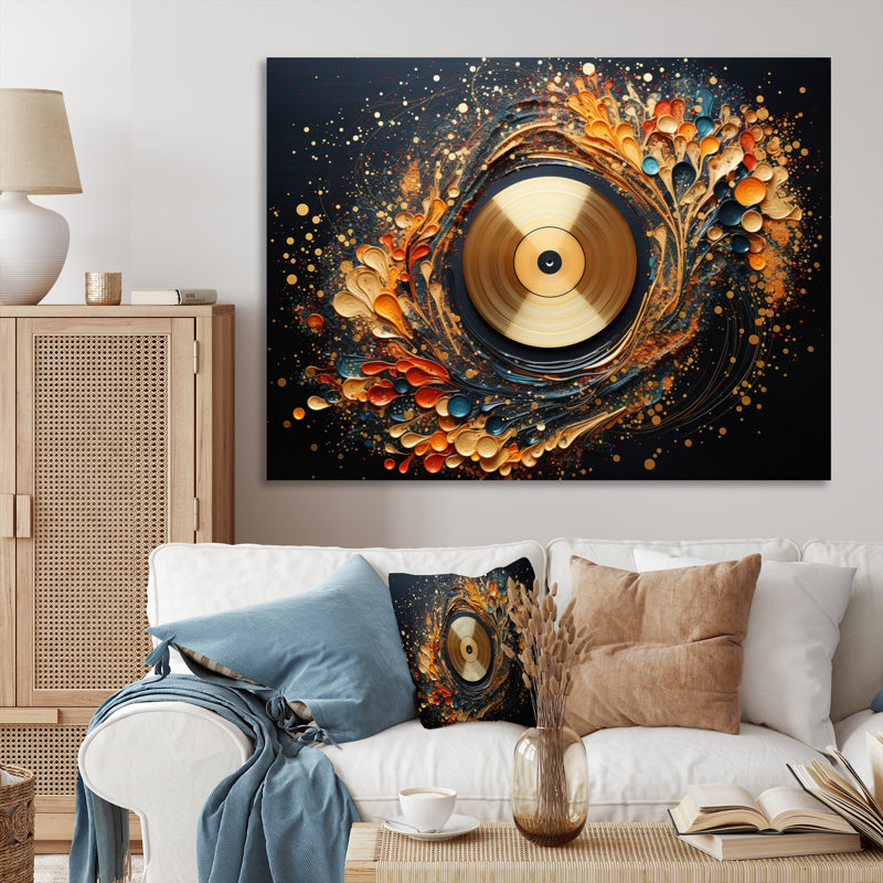 Vinyle noir et or Serenade I, Toile tendue, H 16 po x l 32 po x P 1 po