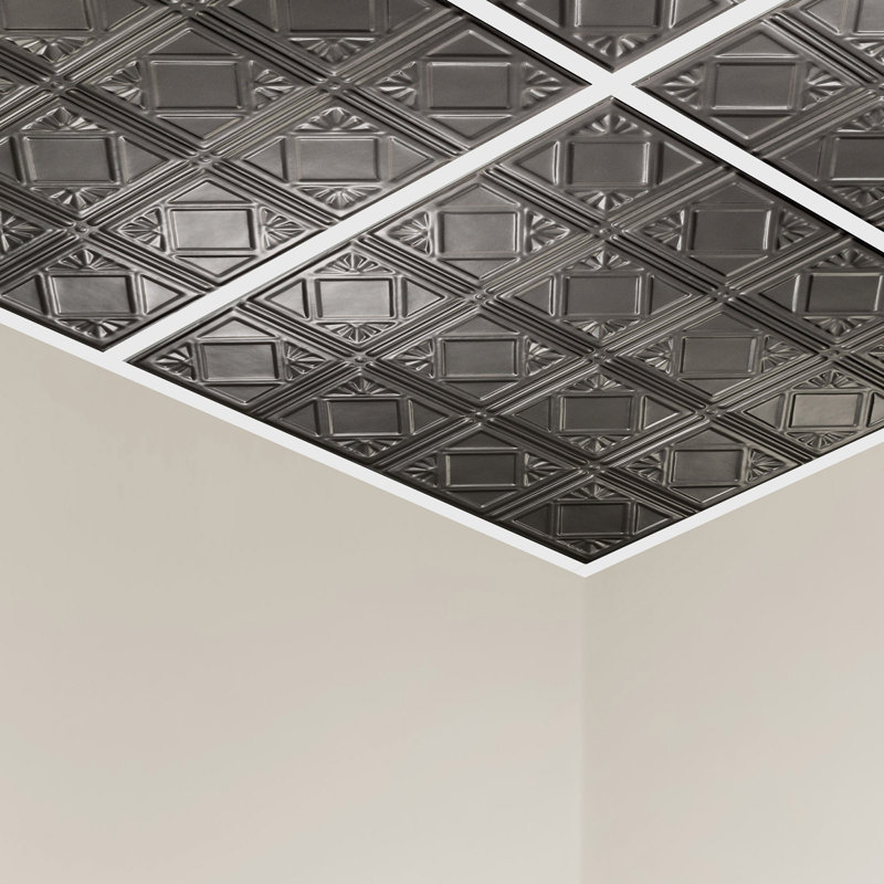 Tuile de plafond Great Lakes Tin Ludington 2 pi x 2 pi, Argento