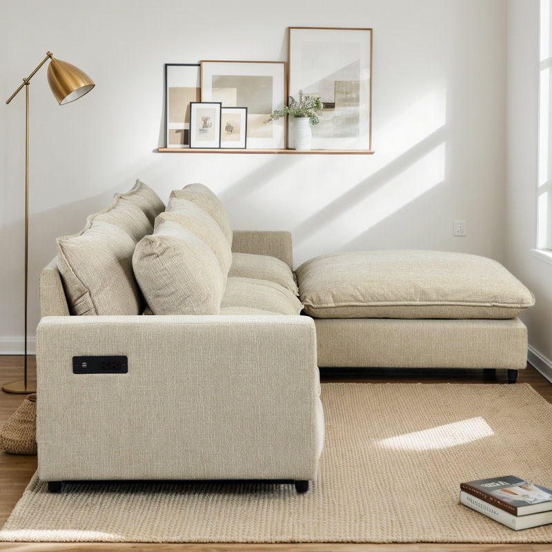 Canapé modulaire 128 po, Chenille beige