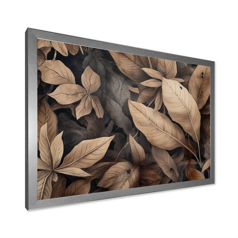 Brown Foliage Harmony - Herbs, reproduction d'art sur toile, Cadre simple argenté, H 16 po x l 32 po x P 1 po