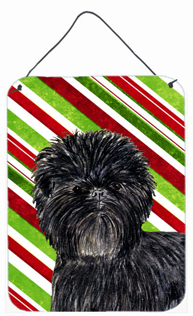 Noël de noël canne à sucre, impression sur plaque, Affenpinscher