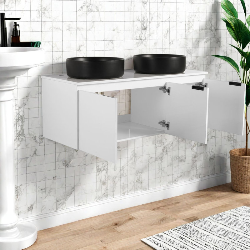Meuble-lavabo moderne (avec meuble-lavabo et lavabo) avec baignoire de rangement