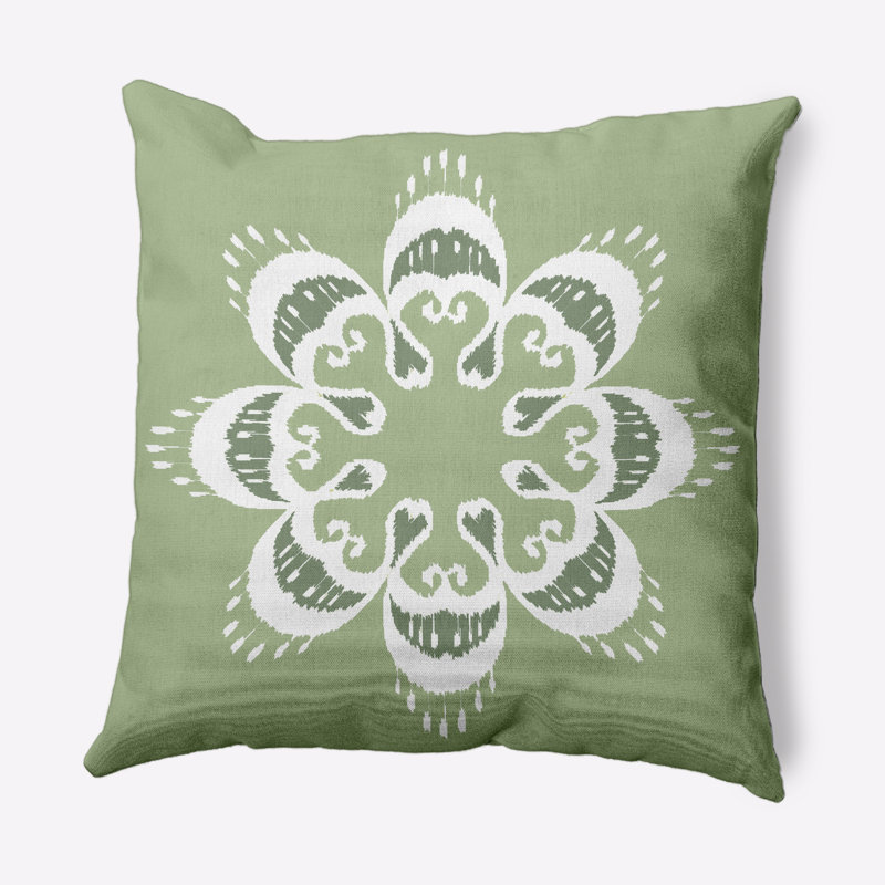 Floral Outdoor Reversible Throw Pillow, 16" x 16", Sage Green