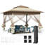 Pavillon de jardin escamotable, tente d'extérieur à auvent instantané avec parois latérales à 4 filets et pavillon extensible automatique, abri de jardin pour patio avec mur en filet, serrure centrale, sac à roulettes pour le jardin, la cour, la fête, la terrasse-108934226-108934223
