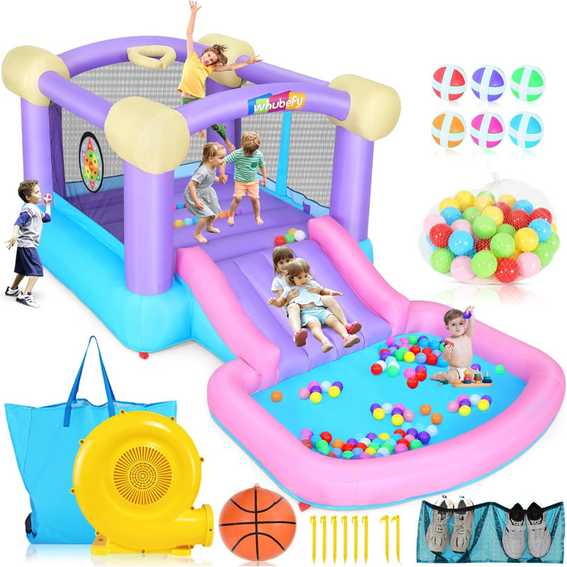 13.4' x 6.9' Inflatable Bounce House with Slide, Ball Pit, Basketball Hoop & Dart Game – Indoor & Outdoor Toddler Playhouse with Blower, Balls & Accessories – Quick Setup for Year-Round Fun