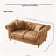 Canapé Chesterfield 2 places en tissu technique de 160 cm avec accoudoirs arrondis, brun