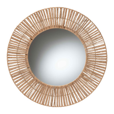 Aaban Round Seagrass Beveled Wall Mirror