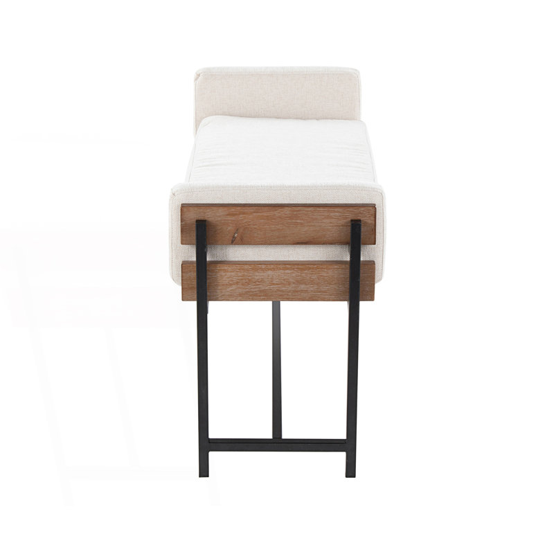 Banc de ferme avec structure en métal, Crème / brun / noir