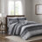 Saben Black Striped 7-Piece Twin Comforter Set with 100% Cotton Bed Sheets-815740706-919432680
