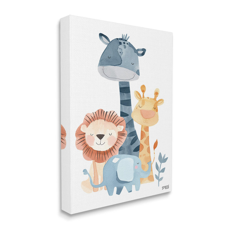 "Gentle Nursery Animals" par RB sur toile, H 20 po x l 16 po