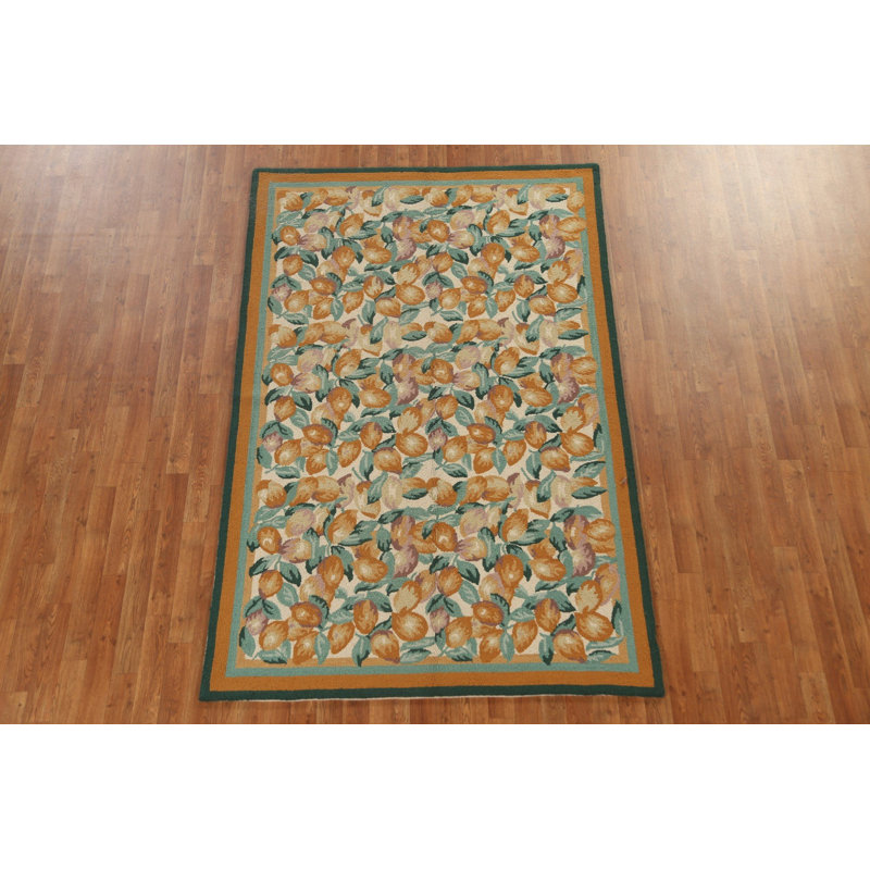 Tapis ivoire en laine bouclé / crocheté à la main Rema