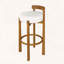 Ensemble de 2 tabourets de bar Elise d'intérieur en bois à dossier bas avec revêtement blanc, finition noyer