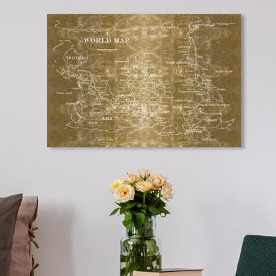 " Upside-down Map Of The World Noir Inverted Gold "
