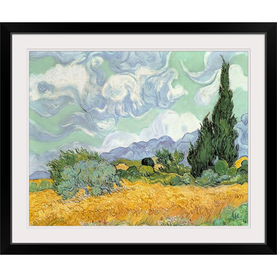 «Champ de blé avec cyprès, 1889» par Vincent Van Gogh, reproduction d'art