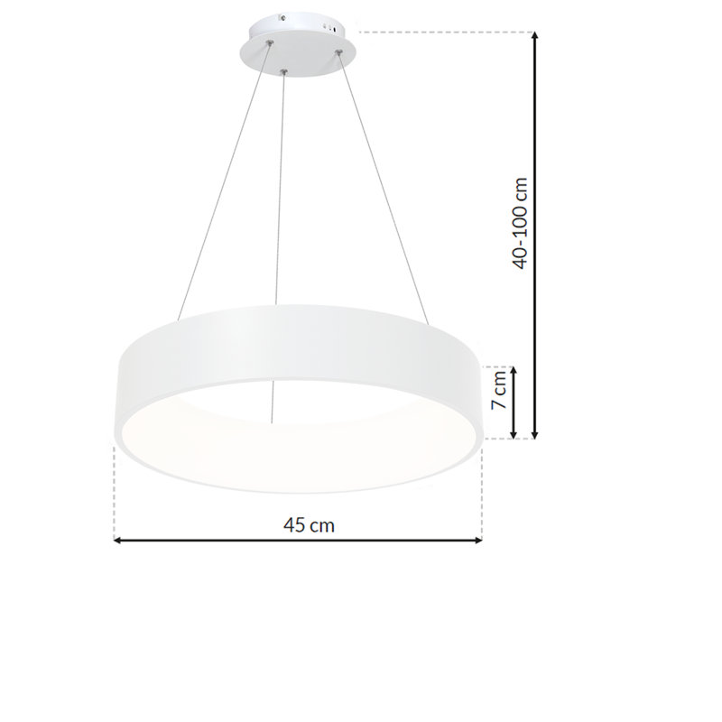 Azlin 1 - Light LED Drum Pendant, White