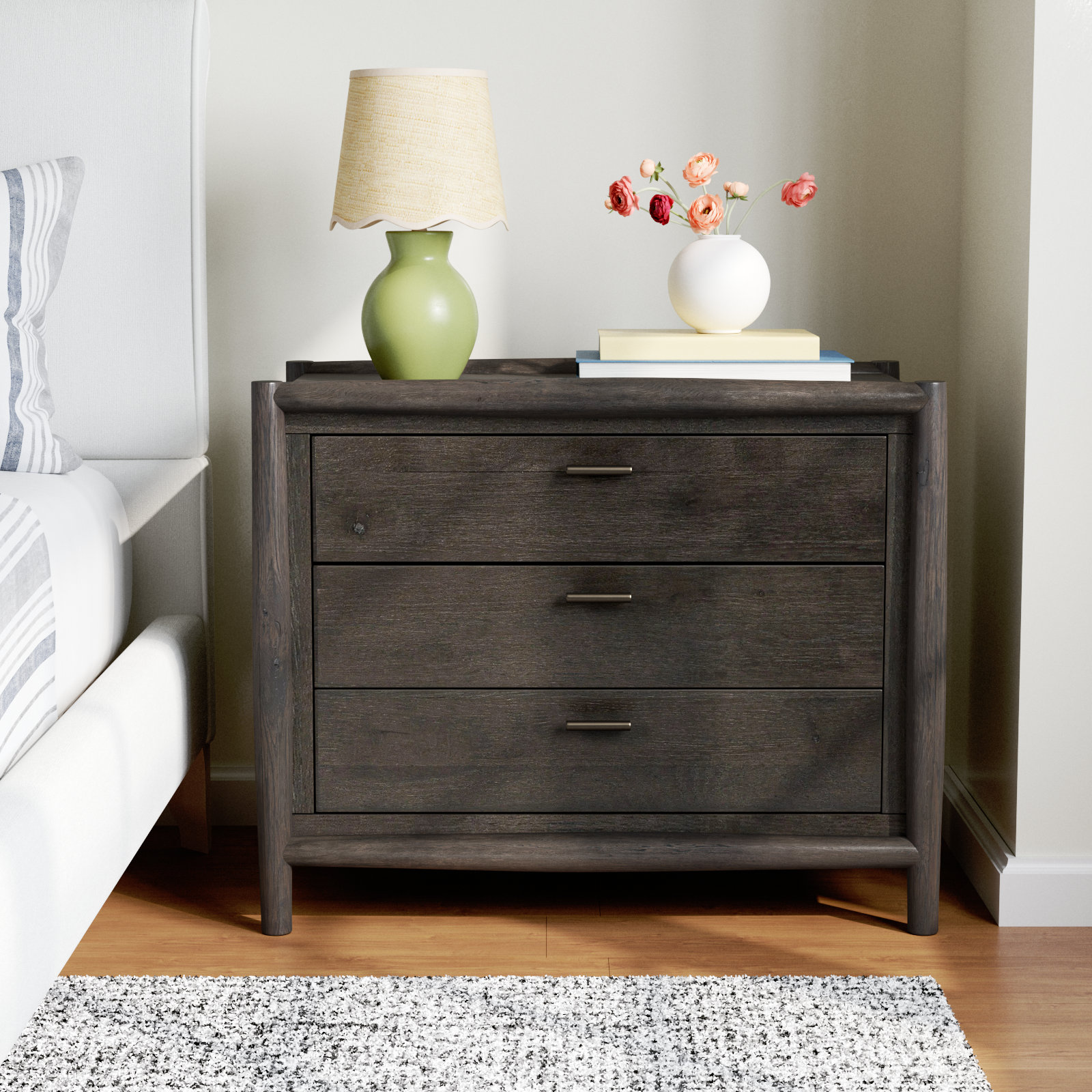 Cayenne Oak Nightstand, Smoked Black