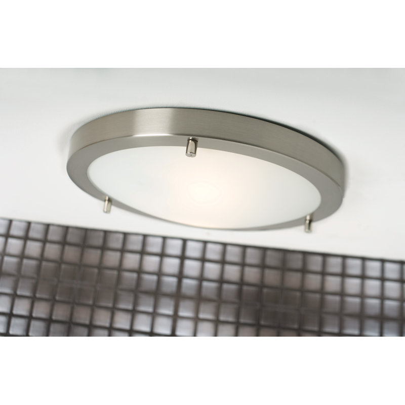 Ancona Glass Flush Mount, Brushed Steel