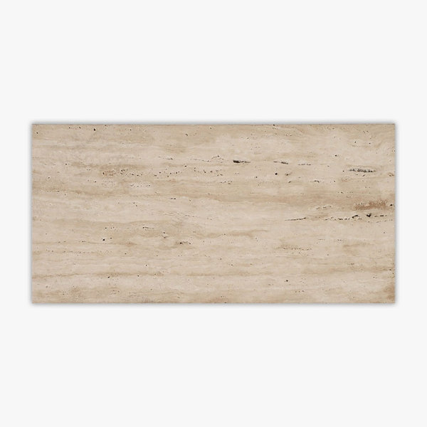 Ivory Vein-Cut Brushed 12x24 Travertine Tile