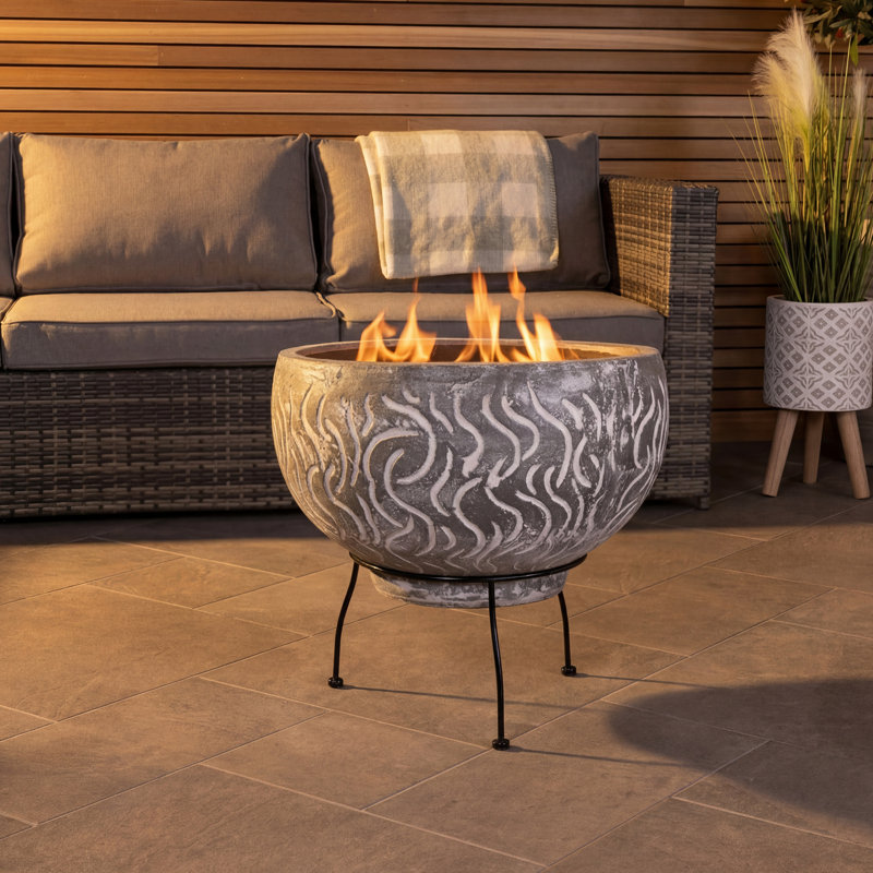 Round Clay Wood Burning Smokeless Fire Pit