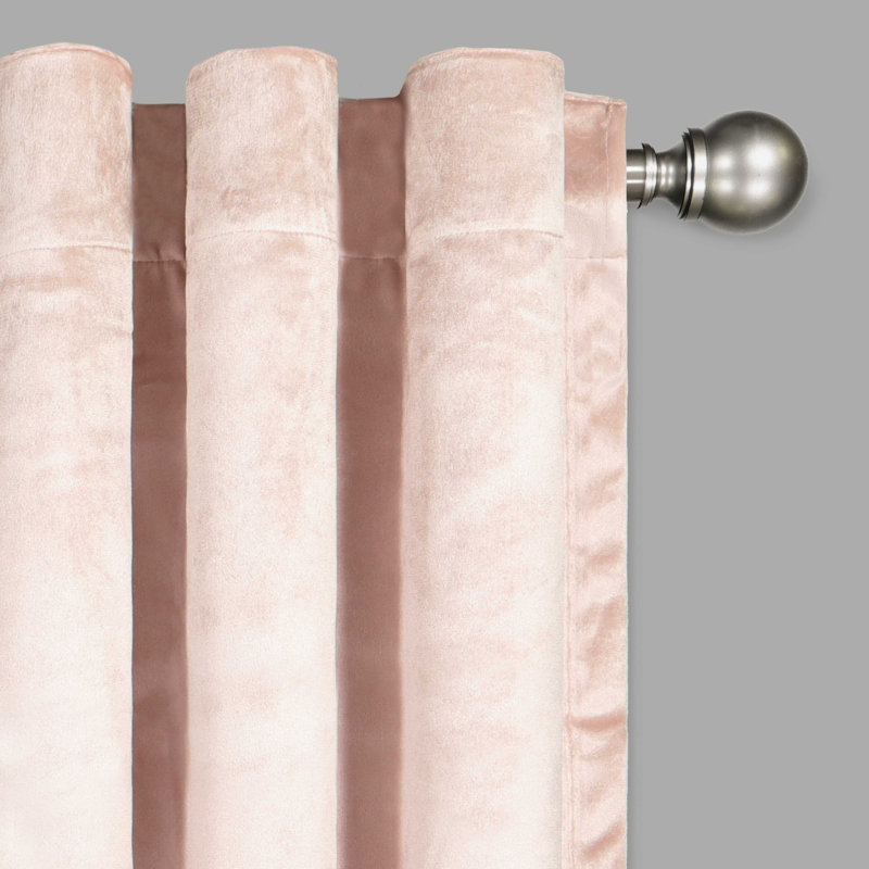 Blush Velvet Blackout Rod Pocket Curtain Panel