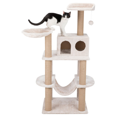 TRIXIE Federico 56" Cat Tower, 4-Level Cat Tree, Sisal Cat Scratching Posts, Plush Condo Platforms Hammock Cat Toy