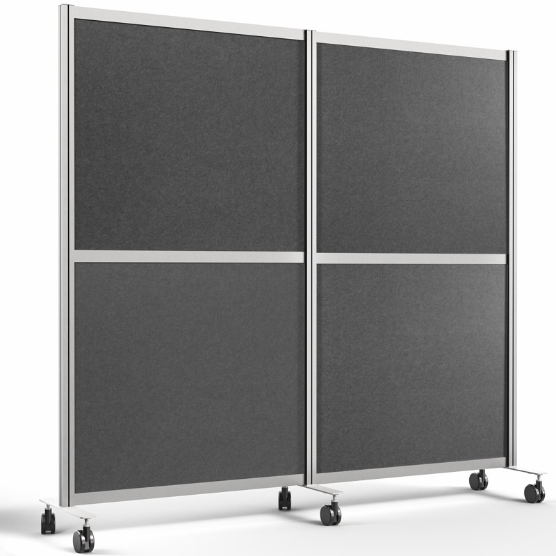 Système mural modulaire mobile VIVO, 2 panneaux en PET, séparateurs de bureau sur roulettes