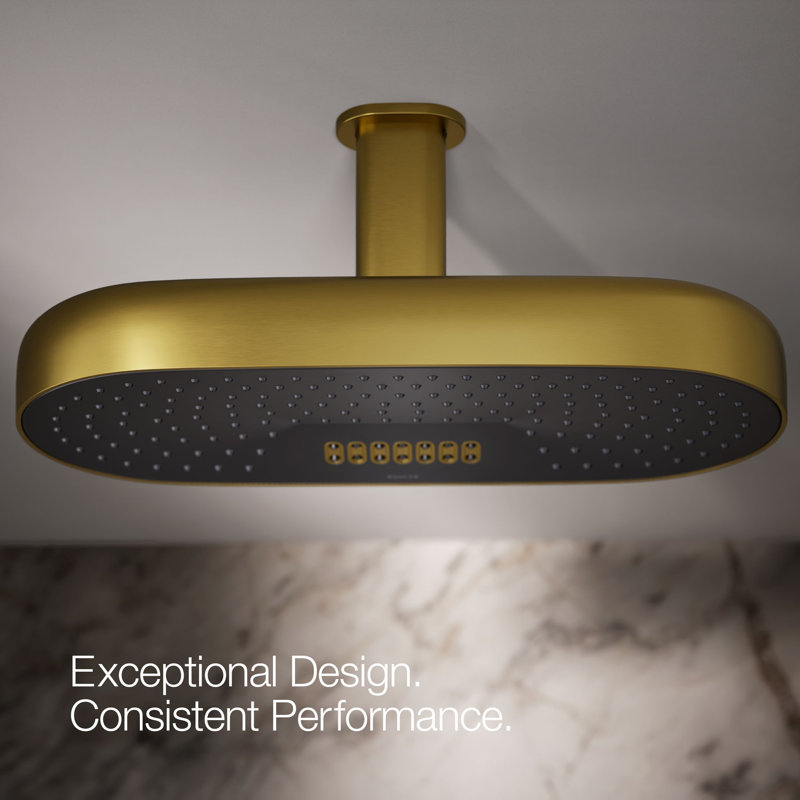 Statement™ 18" 2.5 GPM Oblong Rainhead, Vibrant Brushed Moderne Brass