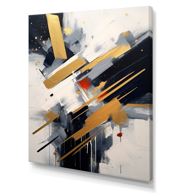 Noir et doré profondeur V, impression sur toile, Toile tendue, H 40 po x l 30 po x P 1,5 po