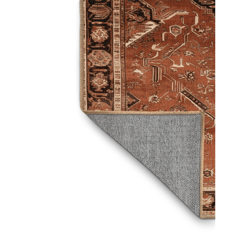 Machine Washable Persian Brown Area Rug, Square 6'