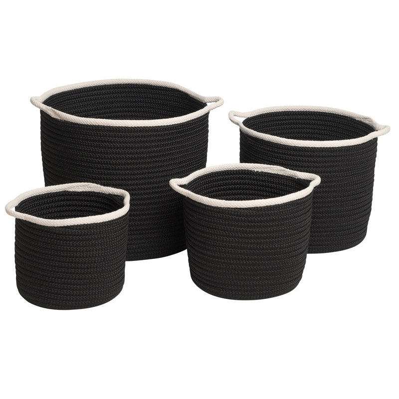Brayden Studio® Fabric Decorative Basket, Black, 18" H x 20" W x 20" D