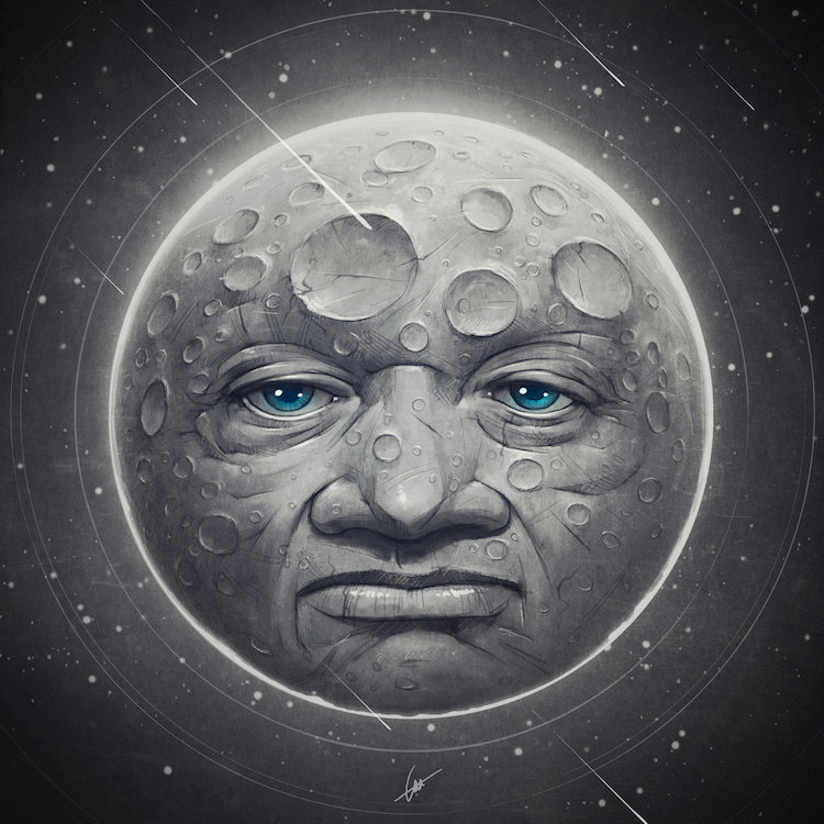 « the moon », impression sur toile tendue, H 12 po x l 12 po x P 0,75 po
