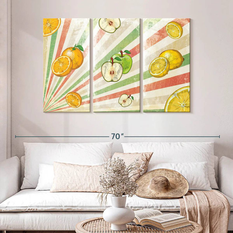 Yarlin Retro Sunburst Fruits, 32" H x 50" W